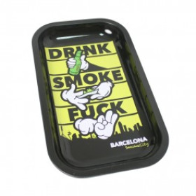HQ Metal rolling tray - Barcelona Smoke City - 27x16cm HQ Metal rolling tray - Barcelona Smoke City - 27x16cm