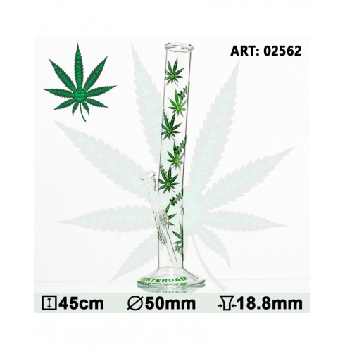 Green XXX Amsterdam Leaf Glass Bong - Ø:50mm - H:45cm - Socket:18.8mm Green XXX Amsterdam Leaf Glass Bong - Ø:50mm - H:45cm - Socket:18.8mm