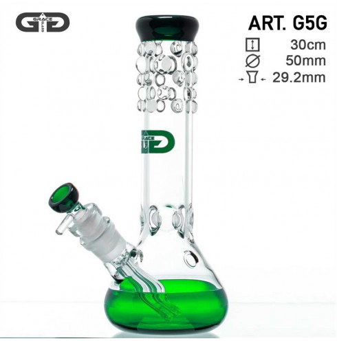 Beaker GG Bong- Green- H:30cm- Ø:50mm- WT:7mm (circa)- SG:29.2mm Beaker GG Bong- Green- H:30cm- Ø:50mm- WT:7mm (circa)- SG:29.2mm