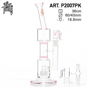 FourTwenty Saxo Bong- Pink-H:36cm -Ø:60/40mm- SG:18.8mm - Drum perc - 2x honeycomb - Oil accessories FourTwenty Saxo Bong- Pink-H:36cm -Ø:60/40mm- SG:18.8mm - Drum perc - 2x honeycomb - Oil accessories