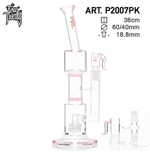 FourTwenty Saxo Bong- Pink-H:36cm -Ø:60/40mm- SG:18.8mm - Drum perc - 2x honeycomb - Oil accessories FourTwenty Saxo Bong- Pink-H:36cm -Ø:60/40mm- SG:18.8mm - Drum perc - 2x honeycomb - Oil accessories