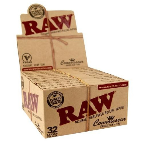 Raw Connoisseur Classic King Size Slim Papers+Tips - Box 24u Raw Connoisseur Classic King Size Slim Papers+Tips - Box 24u